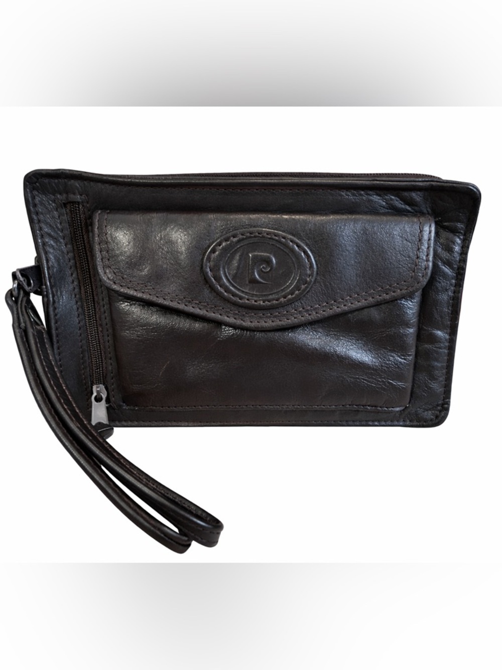 Vintage Pierre Cardin Black Leather Wristlet Clutch
